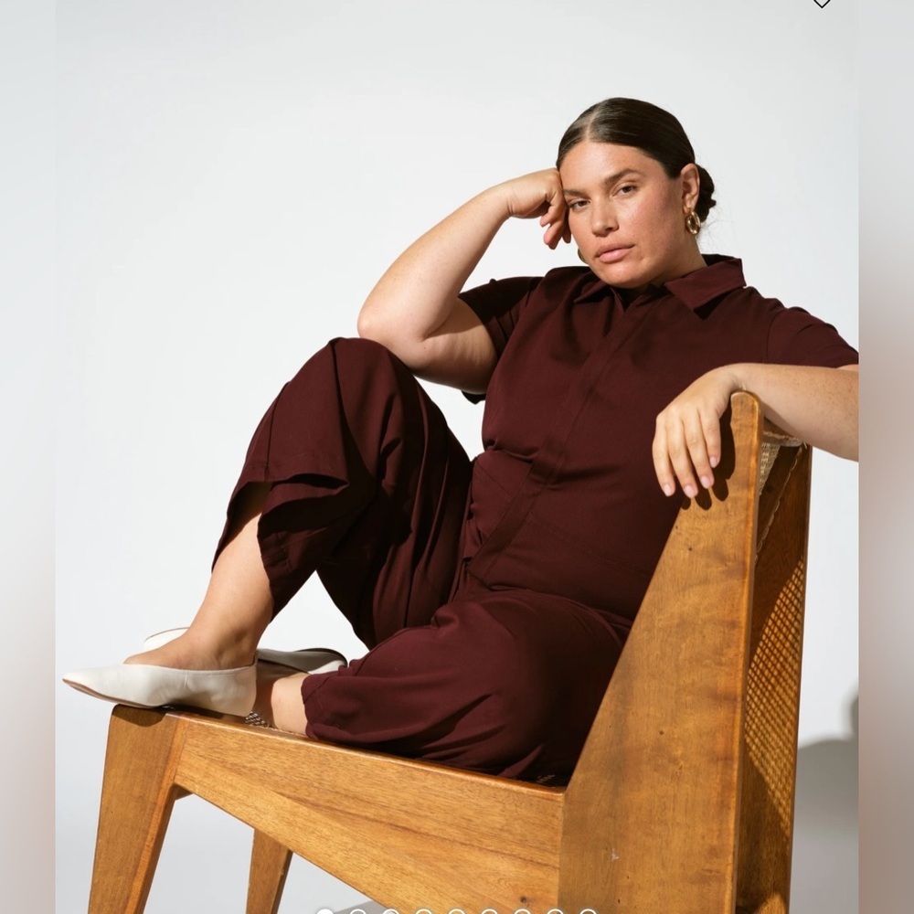Universal Standard Kate Stretch Cotton Twill Black Cherry Jumpsuit Size 18-20